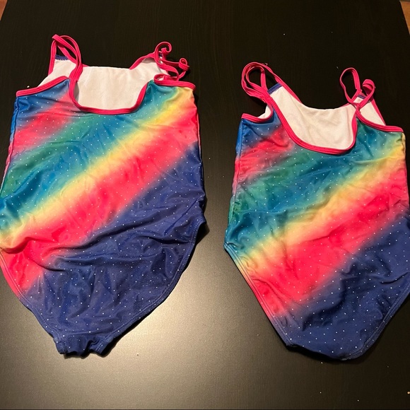 Set of two Jojo Siwa Rainbow One Piece Bathing Suits, Size 5-6 and 10-12 - Picture 3 of 9